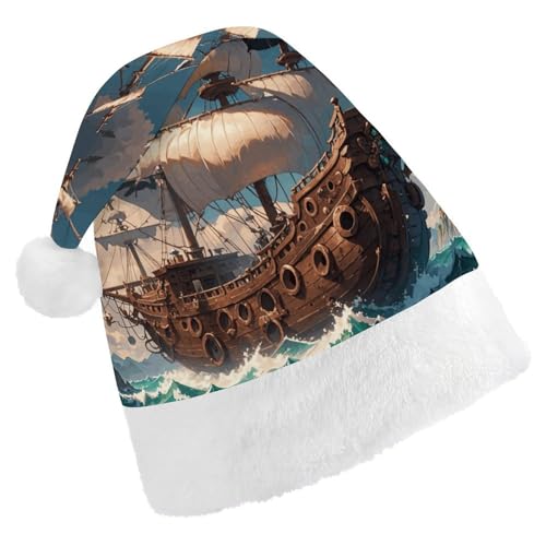 ZLFDSKGY Weihnachtsmütze, Fantasie-Piratenschiff, bedruckt, Weihnachtsmannmütze, Erwachsene, Weihnachtsmütze, Neujahrsparty, festliches Zubehör für Uni-Geschenk ZLFDSKGY Weihnachtsmütze, Fantasie-Piratenschiff, bedruckt, Weihnachtsmannmütze, Erwachsene, Weihnachtsmütze, Neujahrsparty, festliches Zubehör für Uni-Geschenk von ZLFDSKGY