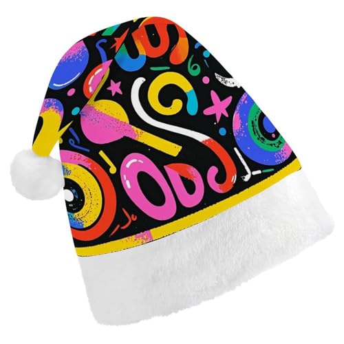 ZLFDSKGY Weihnachtsmütze, Musik, Graffiti-Stil, bedruckt, Weihnachtsmannmütze, Erwachsene, Weihnachtsmütze, Neujahrsparty, festliches Zubehör für Uni-Geschenk ZLFDSKGY Weihnachtsmütze, Musik, Graffiti-Stil, bedruckt, Weihnachtsmannmütze, Erwachsene, Weihnachtsmütze, Neujahrsparty, festliches Zubehör für Uni-Geschenk von ZLFDSKGY