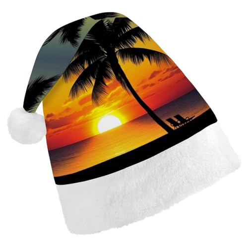 ZLFDSKGY Weihnachtsmütze, Sonnenuntergang, Palme, bedruckt, Weihnachtsmannmütze, Erwachsene, Weihnachtsmütze, Neujahrsparty, festliches Zubehör für Uni-Geschenk ZLFDSKGY Weihnachtsmütze, Sonnenuntergang, Palme, bedruckt, Weihnachtsmannmütze, Erwachsene, Weihnachtsmütze, Neujahrsparty, festliches Zubehör für Uni-Geschenk von ZLFDSKGY