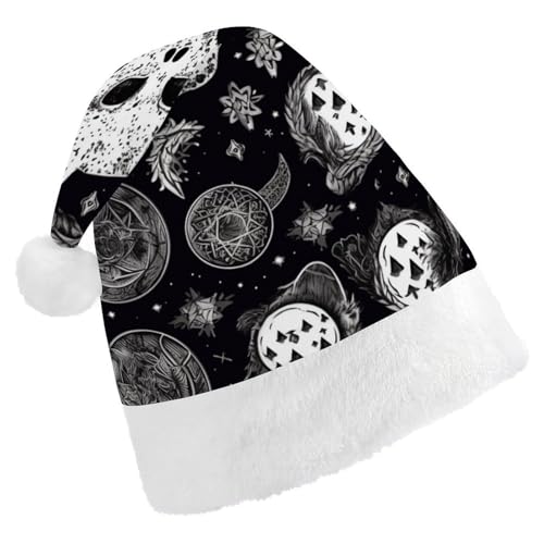 ZLFDSKGY Weihnachtsmütze, Totenkopf, Katze, Mond, Gothic, bedruckt, Weihnachtsmannmütze, Erwachsene, Weihnachtsmütze, Neujahrsparty, festliches Zubehör für Uni-Geschenk ZLFDSKGY Weihnachtsmütze, Totenkopf, Katze, Mond, Gothic, bedruckt, Weihnachtsmannmütze, Erwachsene, Weihnachtsmütze, Neujahrsparty, festliches Zubehör für Uni-Geschenk von ZLFDSKGY