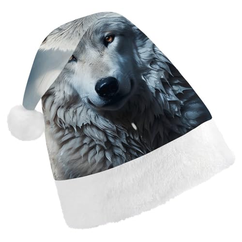 ZLFDSKGY Weihnachtsmütze, Wolf, sitzend im Schnee, bedruckt, Weihnachtsmannmütze, Erwachsene, Weihnachtsmütze, Neujahrsparty, festliches Zubehör für Uni-Geschenk ZLFDSKGY Weihnachtsmütze, Wolf, sitzend im Schnee, bedruckt, Weihnachtsmannmütze, Erwachsene, Weihnachtsmütze, Neujahrsparty, festliches Zubehör für Uni-Geschenk von ZLFDSKGY