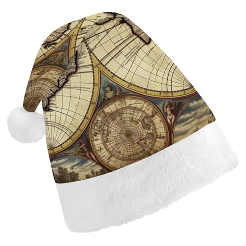 ZLFDSKGY Weihnachtsmütze, alte Karte, Weltkugel, bedruckt, Weihnachtsmannmütze, Erwachsene, Weihnachtsmütze, Neujahrsparty, festliches Zubehör für Uni-Geschenk ZLFDSKGY Weihnachtsmütze, alte Karte, Weltkugel, bedruckt, Weihnachtsmannmütze, Erwachsene, Weihnachtsmütze, Neujahrsparty, festliches Zubehör für Uni-Geschenk von ZLFDSKGY