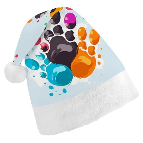 ZLFDSKGY Weihnachtsmütze, bunte Katzenpfote, bedruckt, Weihnachtsmannmütze, Erwachsene, Weihnachtsmütze, Neujahrsparty, festliches Zubehör für Uni-Geschenk ZLFDSKGY Weihnachtsmütze, bunte Katzenpfote, bedruckt, Weihnachtsmannmütze, Erwachsene, Weihnachtsmütze, Neujahrsparty, festliches Zubehör für Uni-Geschenk von ZLFDSKGY