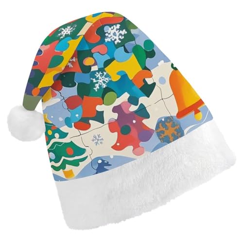 ZLFDSKGY Weihnachtsmütze, buntes Puzzle, bedruckt, Weihnachtsmannmütze, Erwachsene, Weihnachtsmütze, Neujahrsparty, festliches Zubehör für Uni-Geschenk ZLFDSKGY Weihnachtsmütze, buntes Puzzle, bedruckt, Weihnachtsmannmütze, Erwachsene, Weihnachtsmütze, Neujahrsparty, festliches Zubehör für Uni-Geschenk von ZLFDSKGY