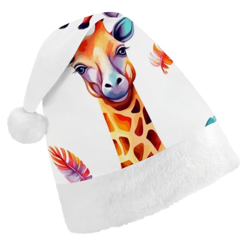 ZLFDSKGY Weihnachtsmütze, farbige Giraffe, bedruckt, Weihnachtsmannmütze, Erwachsene, Weihnachtsmütze, Neujahrsparty, festliches Zubehör für Uni-Geschenk ZLFDSKGY Weihnachtsmütze, farbige Giraffe, bedruckt, Weihnachtsmannmütze, Erwachsene, Weihnachtsmütze, Neujahrsparty, festliches Zubehör für Uni-Geschenk von ZLFDSKGY