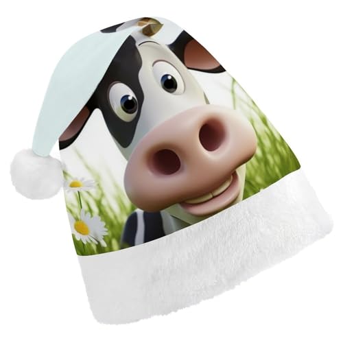 ZLFDSKGY Weihnachtsmütze, niedliche Kuh, bedruckt, Weihnachtsmannmütze, Erwachsene, Weihnachtsmütze, Neujahrsparty, festliches Zubehör für Uni-Geschenk ZLFDSKGY Weihnachtsmütze, niedliche Kuh, bedruckt, Weihnachtsmannmütze, Erwachsene, Weihnachtsmütze, Neujahrsparty, festliches Zubehör für Uni-Geschenk von ZLFDSKGY