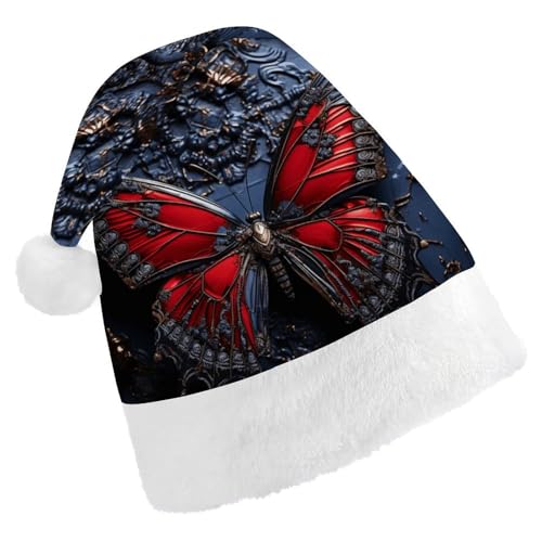 ZLFDSKGY Weihnachtsmütze, roter Schmetterling, bedruckt, Weihnachtsmannmütze, Erwachsene, Weihnachtsmütze, Neujahrsparty, festliches Zubehör für Uni-Geschenk ZLFDSKGY Weihnachtsmütze, roter Schmetterling, bedruckt, Weihnachtsmannmütze, Erwachsene, Weihnachtsmütze, Neujahrsparty, festliches Zubehör für Uni-Geschenk von ZLFDSKGY