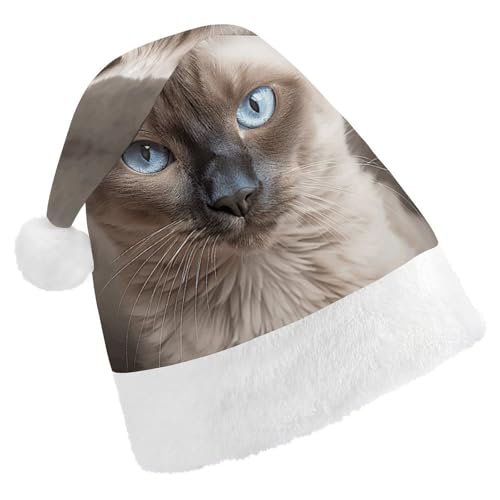 ZLFDSKGY Weihnachtsmütze, schöne siamesische Katze, bedruckt, Weihnachtsmannmütze, Erwachsene, Weihnachtsmütze, Neujahrsparty, festliches Zubehör für Uni-Geschenk ZLFDSKGY Weihnachtsmütze, schöne siamesische Katze, bedruckt, Weihnachtsmannmütze, Erwachsene, Weihnachtsmütze, Neujahrsparty, festliches Zubehör für Uni-Geschenk von ZLFDSKGY