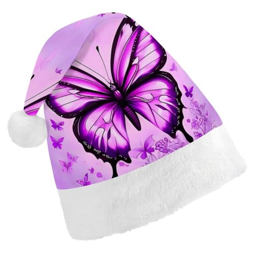ZLFDSKGY Weihnachtsmütze, violetter Schmetterling, bedruckt, Weihnachtsmannmütze, Erwachsene, Weihnachtsmütze, Neujahrsparty, festliches Zubehör für Uni-Geschenk ZLFDSKGY Weihnachtsmütze, violetter Schmetterling, bedruckt, Weihnachtsmannmütze, Erwachsene, Weihnachtsmütze, Neujahrsparty, festliches Zubehör für Uni-Geschenk von ZLFDSKGY