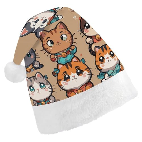 ZLFDSKGY Weihnachtsmütze mit vielen Cartoon-Katzen, bedruckt, Weihnachtsmannmütze, Erwachsene, Weihnachtsmütze, Neujahrsparty, festliches Zubehör für Uni-Geschenk ZLFDSKGY Weihnachtsmütze mit vielen Cartoon-Katzen, bedruckt, Weihnachtsmannmütze, Erwachsene, Weihnachtsmütze, Neujahrsparty, festliches Zubehör für Uni-Geschenk von ZLFDSKGY