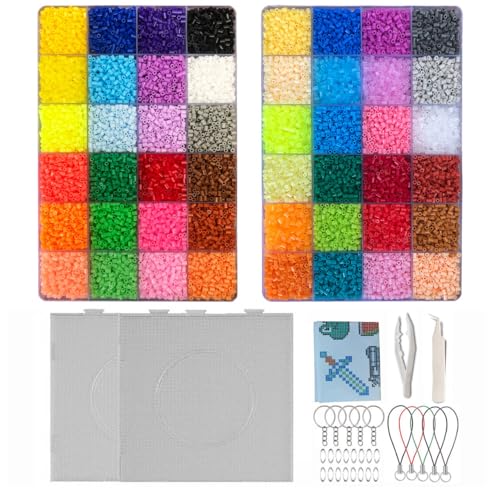 ZLLBTMO 48-farbiges Sicherungsperlen-Set – 2,6 mm kleine Mini-Eisenperlen, Schmelzperlen für DIY-Pixelkunst und 3D-Handwerk, kreatives handgefertigtes Geschenk-Set ZLLBTMO 48-farbiges Sicherungsperlen-Set – 2,6 mm kleine Mini-Eisenperlen, Schmelzperlen für DIY-Pixelkunst und 3D-Handwerk, kreatives handgefertigtes Geschenk-Set von ZLLBTMO