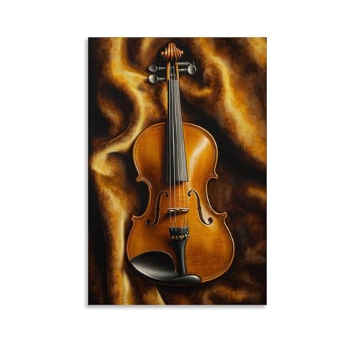 Ölgemälde mit Musikinstrumenten - Eine Vintage-Violine ruht auf einem Samtstoff, getaucht in warmem, goldenem Licht mit satten Texturen und tiefen Schatten, Wandkunst, Wandbild, moderne Dekoration Ölgemälde mit Musikinstrumenten - Eine Vintage-Violine ruht auf einem Samtstoff, getaucht in warmem, goldenem Licht mit satten Texturen und tiefen Schatten, Wandkunst, Wandbild, moderne Dekoration von ZLLJXFZZ