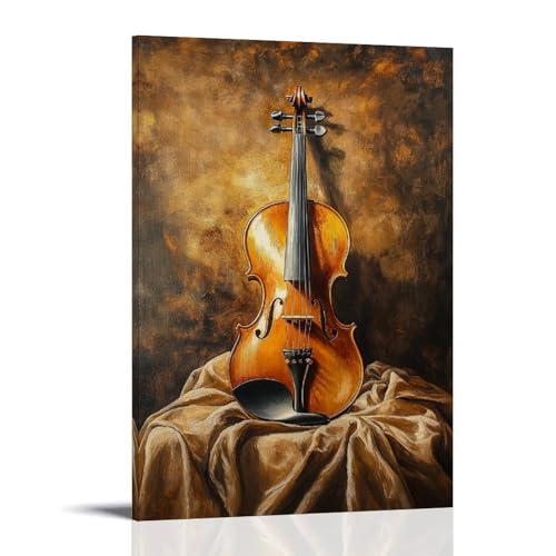 ZLLJXFZZ Ölgemälde mit Musikinstrumenten - Eine lebendige Violine ruht auf einem Samtstoff, gebadet in goldenem Licht mit satten Texturen, Wandkunst, Wandbild, moderne Dekoration, hängendes ZLLJXFZZ Ölgemälde mit Musikinstrumenten - Eine lebendige Violine ruht auf einem Samtstoff, gebadet in goldenem Licht mit satten Texturen, Wandkunst, Wandbild, moderne Dekoration, hängendes von ZLLJXFZZ