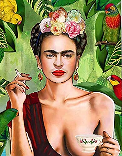 Malen Nach Zahlen Erwachsene,Frida Carlo Leinwand Ölgemälde Kit für Erwachsene Kinder Anfänger Diy Arts Craft Home Haus Deko, 16 X 20 Zoll Mit Rahmen von ZLLPRETTY