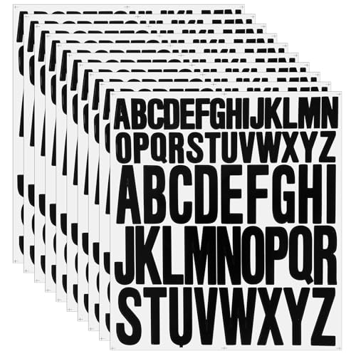 Selbstklebende Buchstaben Aufkleber, 10 Blatt Groß Vinyl Sticker Wetterfest Alphabet 2,5cm 5cm Für DIY Scrapbook Briefkasten Schilder Auto Tür Schwarz von ZLLkeji