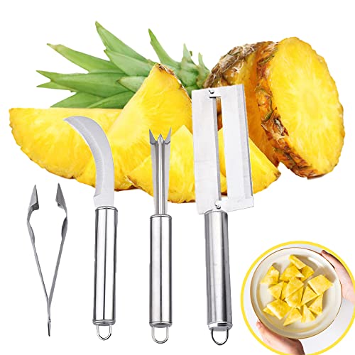ZLMC Ananasschäler-Entferner, Edelstahl, Ananas-Augenclip und V-förmiger Ananas-Augenschneider, Zuckerrohr-Peeling-Kinves für Zuhause, Küche, Obstgeschäft, Supermarkt (4 Stück) ZLMC Ananasschäler-Entferner, Edelstahl, Ananas-Augenclip und V-förmiger Ananas-Augenschneider, Zuckerrohr-Peeling-Kinves für Zuhause, Küche, Obstgeschäft, Supermarkt (4 Stück) von ZLMC