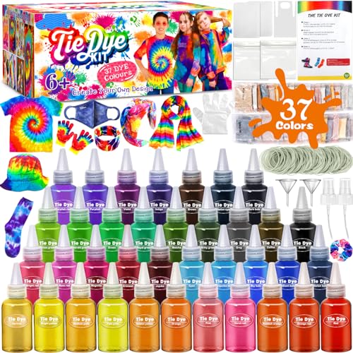ZLPBAO Batikfarben Set für Kinder, 37 Farben Stationery Color Crazy Tie Dye Kit, Tie Dye Kit für Kleidung, Spiele und Aktivitäten, Alles-in-Einem Batik-Set Ideales Kunst ZLPBAO Batikfarben Set für Kinder, 37 Farben Stationery Color Crazy Tie Dye Kit, Tie Dye Kit für Kleidung, Spiele und Aktivitäten, Alles-in-Einem Batik-Set Ideales Kunst von ZLPBAO