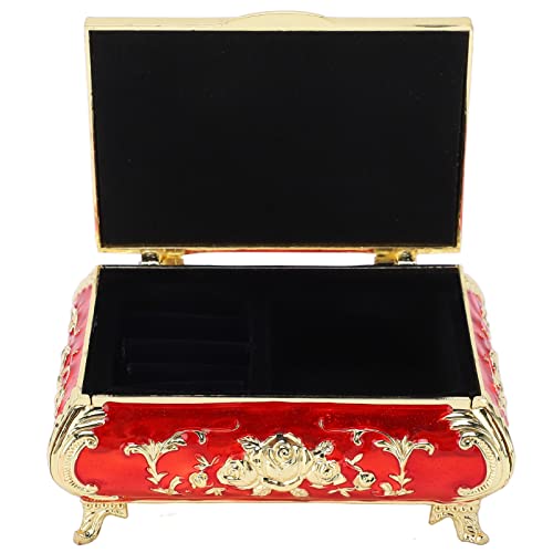 ZLXCAOB Vintage Jewelry Box Zink Legierung Exquisites europäischer Stil hell lebendiger Farben Weicher Samt kleiner Schmuckschatulle (Golden Rot) von ZLXCAOB