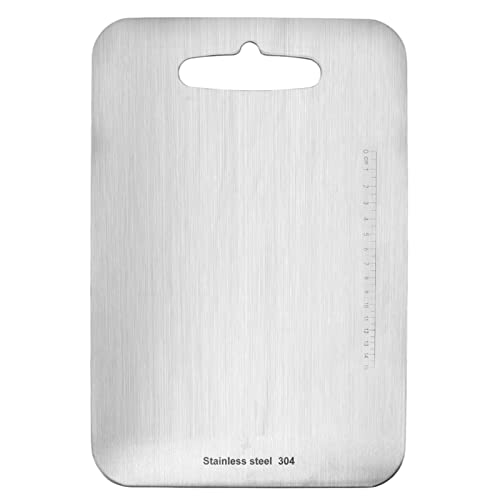 Tagliere in Acciaio inox 304, Doppia Faccia Antigraffio Professionale, Facile da Pulire Multifunzionale per Carne Verdure Frutta Pane, for Cucina Domestica e Chef (L 3.2cm / 1.3in) von ZLXHDL