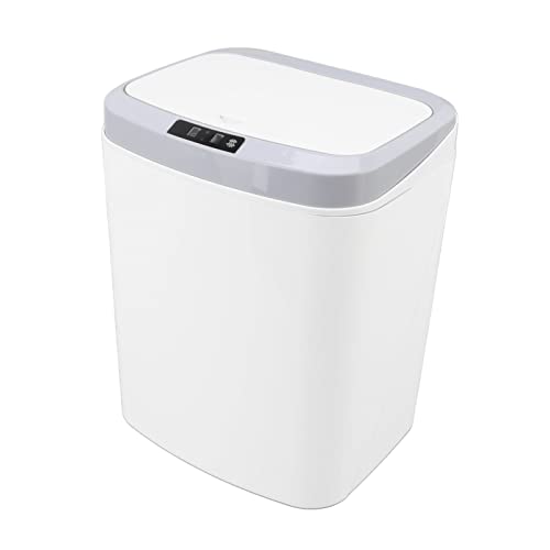 ZLXHDL Automatischer Mülleimer, Badkorb, 16 l mit Knopfsensor für den Haushalt, mit elektrischer Öffnungsfunktion, geeignet für Küche, Wohnzimmer, Schlafzimmer und Badezimmer (Weiß) von ZLXHDL