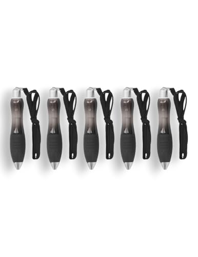 ZLXHDL Gewichteter Stift für Parkinson – 5er Set Fette Kugelschreiber mit Lanyard, Große Griffzone, Einziehbar – Geeignet bei Handzittern, Arthritis, Tremor, Senioren, Schwarz von ZLXHDL