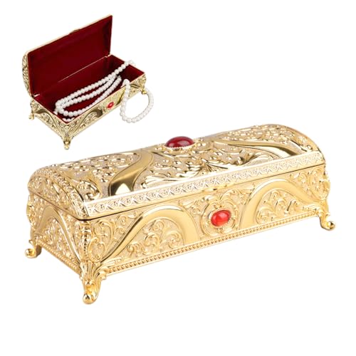 ZLXHDL Vintage Schmuckschatulle aus Metall Gold 19,5 x 9,5 x 7,8 cm – Rechteckiges Schmuckkästchen mit Samtfutter für Ringe Ohrringe Schmuck – Elegante Geschenkbox für Frauen ZLXHDL Vintage Schmuckschatulle aus Metall Gold 19,5 x 9,5 x 7,8 cm – Rechteckiges Schmuckkästchen mit Samtfutter für Ringe Ohrringe Schmuck – Elegante Geschenkbox für Frauen von ZLXHDL