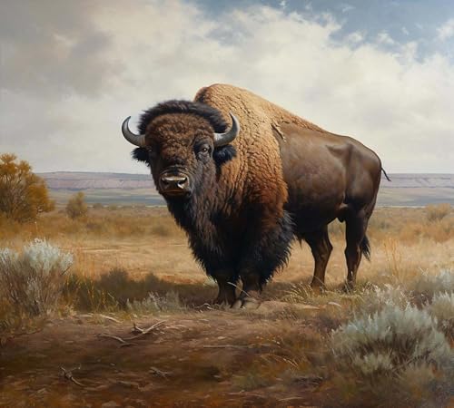 Malen Nach Zahlen Für Erwachsene Bison Büffel Tiere,Ödland Painting by Numbers Moderner Stil öl Wandkunst Home Haus Dekor,40x50cm von ZLYHAL