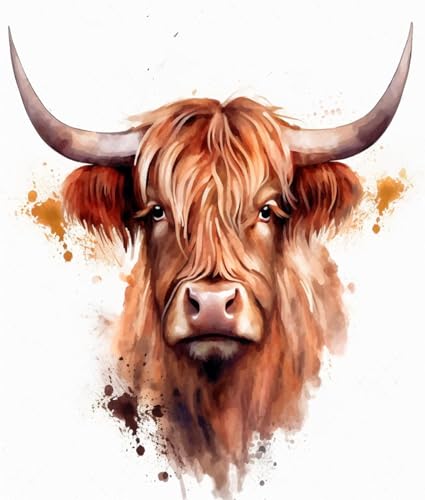Malen nach Zahlen für Anfänger DIY,Westhochlandrinder,Malsets für Erwachsene Acryl Kunst Handwerk Geschenk für Home Decor,40x50cm von ZLYHAL