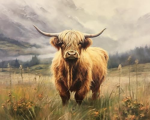 Malen nach Zahlen für Erwachsene,Nutztier-Hochlandrinder DIY Ölgemälde nach Zahlen auf Leinwand ohne Rahmen,40x50cm Malen nach Zahlen für Erwachsene,Nutztier-Hochlandrinder DIY Ölgemälde nach Zahlen auf Leinwand ohne Rahmen,40x50cm von ZLYHAL