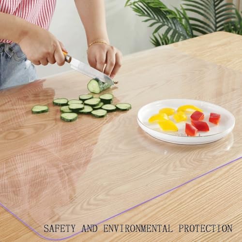 Plastic Table Protector Waterproof Clear Tablecloth PVC Tablecloth 1.5/2.0mm Thick Wash-free prevent skidding for Hardwood Surface Kitchen ZLYWE(Clear-1.5MM,120X120CM) von ZLYWE