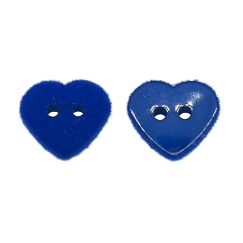 10 Stück 14,5 mm Herz-Nähknöpfe, 2 Löcher, Kunststoffknöpfe in Herzform, zum Nähen, Stricken, Basteln, Malen, handgemachtes Ornament (Saphirblau) von ZLYY