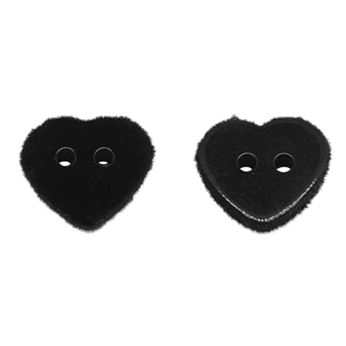 10 Stück 14,5 mm Herz-Nähknöpfe, 2 Löcher, Kunststoffknöpfe in Herzform, zum Nähen, Stricken, Basteln, Malen, handgemachtes Ornament (schwarz) von ZLYY