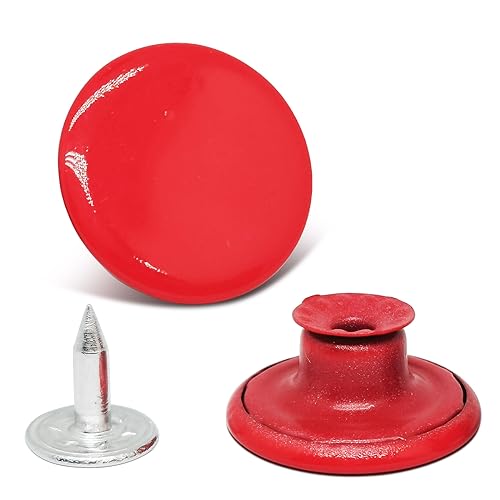 20 Sets 17 mm farbige flache Metallknöpfe, rote Jeansknöpfe, ohne Nähen, wiederverwendbar und verstellbar von ZLYY