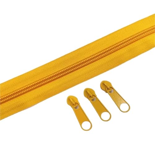 1/2/3/5/10 Meters with 2/4/6/10/20 Zipper Slider 5# Nylon Zipper Loop(Gold,3 Meter 6 Slider) von ZMCGNO