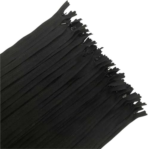 10Pcs Nylon Invisible Zippers 15-60cm(6Inch-24Inch) Black White Invisible Coil Zipper for Tailor Sewer Sewing Craft Home Textile(Black,40cm) von ZMCGNO