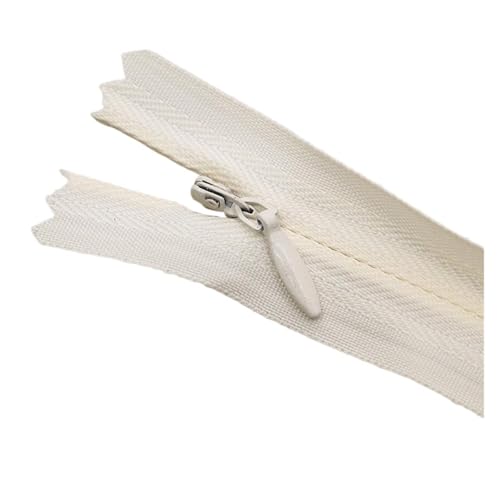 20 Stück unsichtbare Nylon-Spulenreißverschlüsse for Schneider, Nähen, Basteln, Stoffzubehör, 6 Zoll - 24 Zoll(Beige,55CM) von ZMCGNO