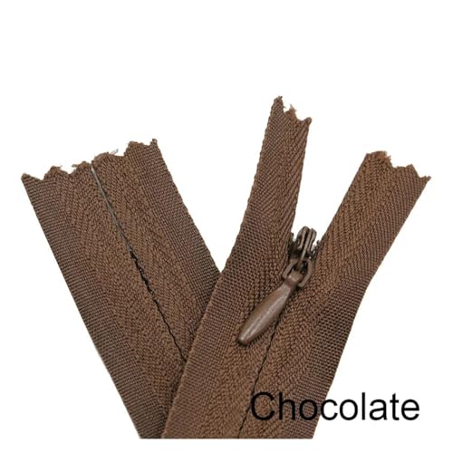 20 Stück unsichtbare Nylon-Spulenreißverschlüsse for Schneider, Nähen, Basteln, Stoffzubehör, 6 Zoll - 24 Zoll(Cholcolate,45CM) von ZMCGNO
