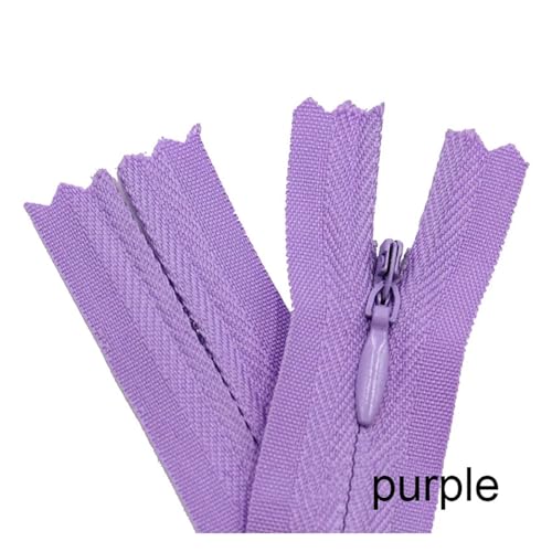 20 Stück unsichtbare Nylon-Spulenreißverschlüsse for Schneider, Nähen, Basteln, Stoffzubehör, 6 Zoll - 24 Zoll(Light Puple,60CM) von ZMCGNO