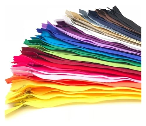 20 Stück unsichtbare Nylon-Spulenreißverschlüsse for Schneider, Nähen, Basteln, Stoffzubehör, 6 Zoll - 24 Zoll(Pink,55CM) von ZMCGNO