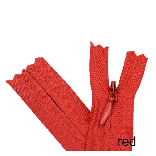 20 Stück unsichtbare Nylon-Spulenreißverschlüsse for Schneider, Nähen, Basteln, Stoffzubehör, 6 Zoll - 24 Zoll(Red,35CM) von ZMCGNO