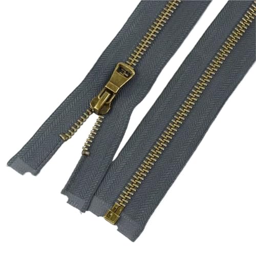 2Pcs 5# Copper Metal Zippers 40/50/60/70/80cm Open-End Zips Backpack Bag Jacket Clothing Decor Zipper Repair Sewing Accessory(Gray,5-50cm) von ZMCGNO