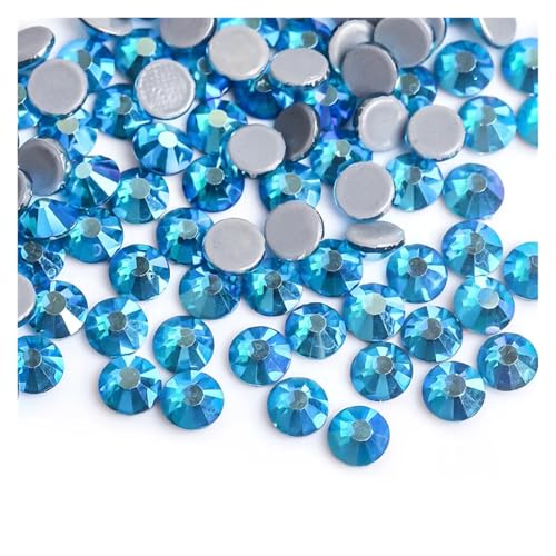 30 Farben Crystal AB Mix Glas Hot Fix Strasssteine ​​für Kleidungsdekoration Kleidungsstück Flache Rückseite Aufbügel-Strasssteine(Blue Zircon AB,Ss16 1440pcs) von ZMCGNO