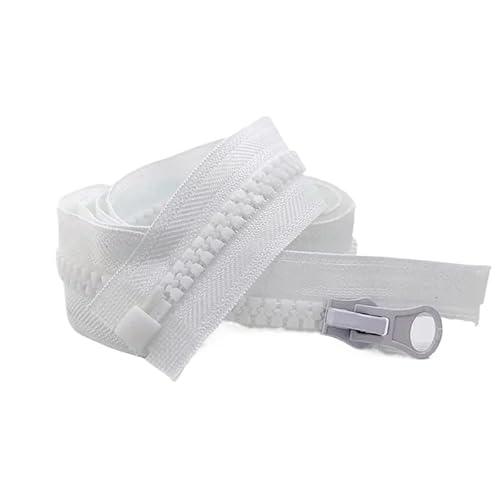 8# Resin Zipper 60-300cm Open-End Single Sliders Sewing Zips Clothes Backpack Tent Coat Garment Zippers Repair Kit(White,120cm) von ZMCGNO