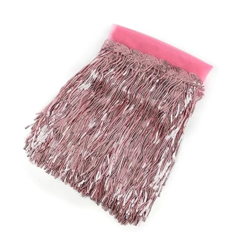 ZMCGNO 1/2/4 Yards 10/18 cm Bunte Pailletten Quaste Fransenbesatz Spitze Tanz Performance Kleidung Vorhang Stoff Nähzubehör(11Pink,18cm-2Yards) von ZMCGNO