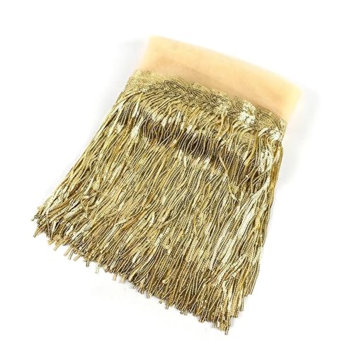 ZMCGNO 1/2/4 Yards 10/18 cm Bunte Pailletten Quaste Fransenbesatz Spitze Tanz Performance Kleidung Vorhang Stoff Nähzubehör(1Golden,18cm-1Yard) von ZMCGNO