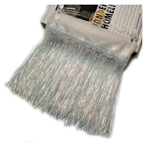 ZMCGNO 1/2/4 Yards 10/18 cm Bunte Pailletten Quaste Fransenbesatz Spitze Tanz Performance Kleidung Vorhang Stoff Nähzubehör(20WhiteColored,10cm-1Yard) von ZMCGNO