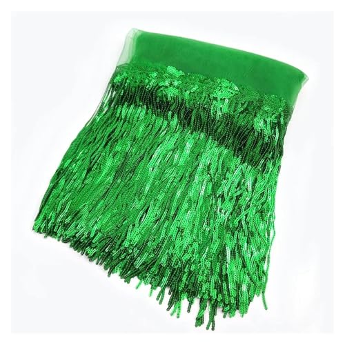 ZMCGNO 1/2/4 Yards 10/18 cm Bunte Pailletten Quaste Fransenbesatz Spitze Tanz Performance Kleidung Vorhang Stoff Nähzubehör(23Emeralds,18cm-1Yard) von ZMCGNO