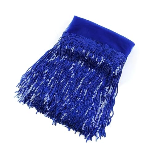 ZMCGNO 1/2/4 Yards 10/18 cm Bunte Pailletten Quaste Fransenbesatz Spitze Tanz Performance Kleidung Vorhang Stoff Nähzubehör(8RoyalBlue,10cm-2Yards) von ZMCGNO