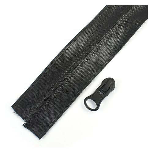 ZMCGNO 1/2 Meter 5# Wasserdichtes Nylon-Reißverschlussband Unsichtbarer Reißverschluss for Taschen, Jacken, Kleidung, Gepäck, Reißverschlüsse, Reparatur, Nähzubehör(Black,2M+2PCS_5#) von ZMCGNO