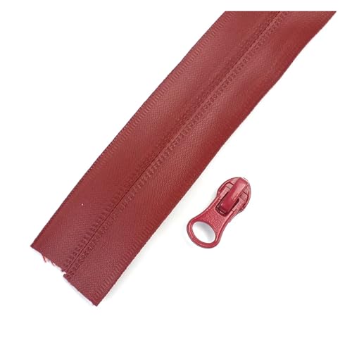 ZMCGNO 1/2 Meter 5# Wasserdichtes Nylon-Reißverschlussband Unsichtbarer Reißverschluss for Taschen, Jacken, Kleidung, Gepäck, Reißverschlüsse, Reparatur, Nähzubehör(DarkRed,2M+2PCS_5#) von ZMCGNO